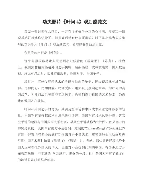 功夫影片《叶问4》观后感范文