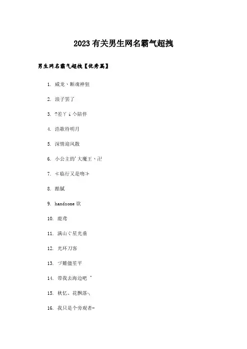 2023个性_有关男生网名霸气超拽