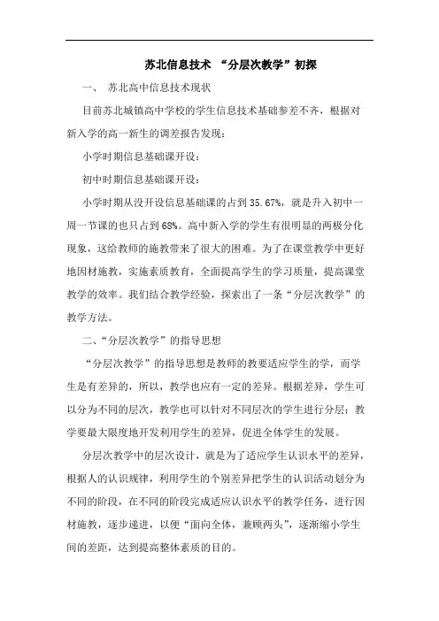 苏北信息技术 “分层次教学”初探