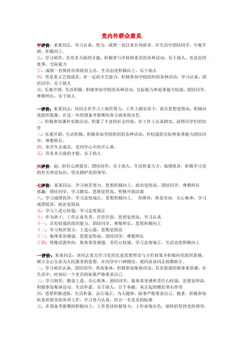 党内外群众意见