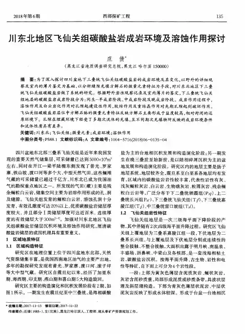 川东北地区飞仙关组碳酸盐岩成岩环境及溶蚀作用探讨