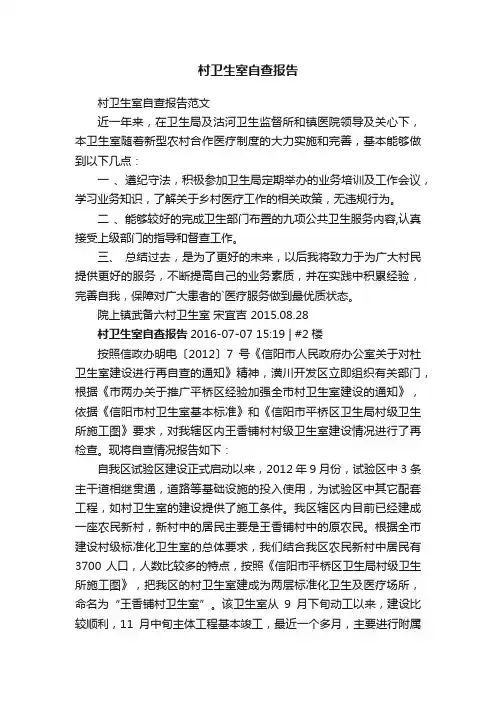 村卫生室自查报告
