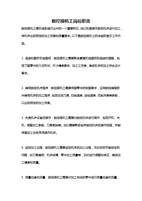 数控操机工岗位职责