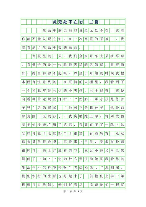 年美无处不在初二作文600字