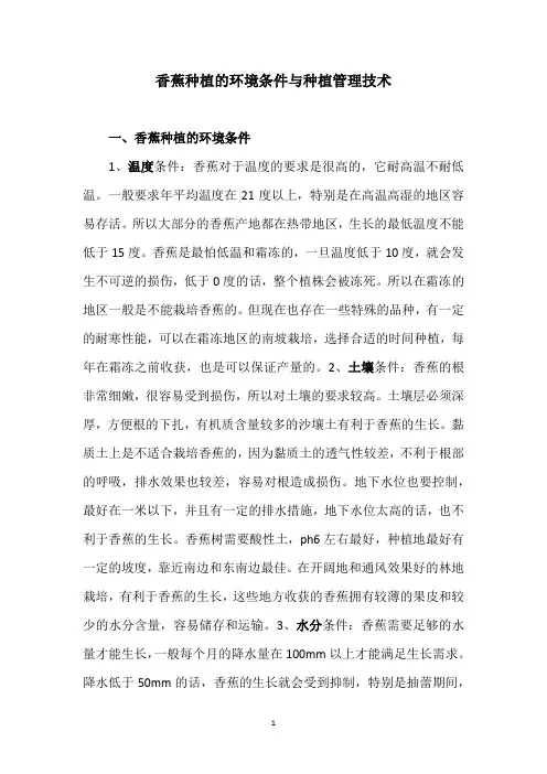 香蕉种植的环境条件与种植管理技术
