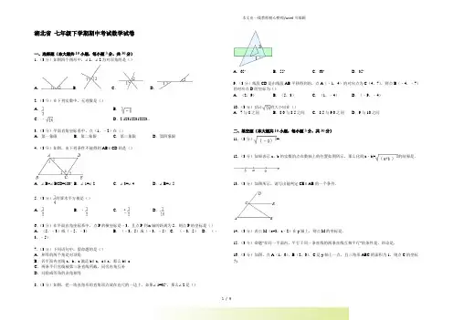 湖北省2022年七年级下学期期中考试数学试卷 (2)