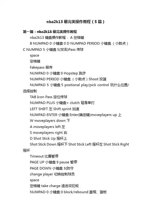 nba2k13最完美操作教程（5篇）