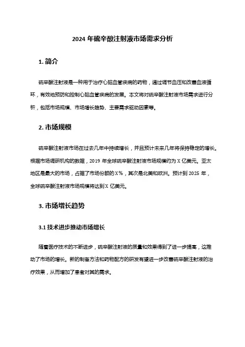 2024年硫辛酸注射液市场需求分析