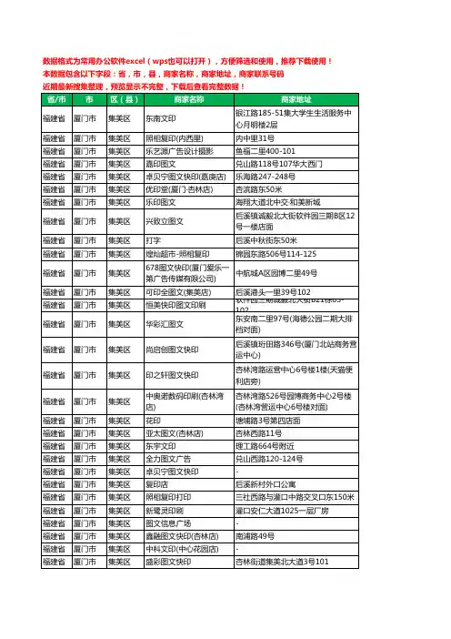2020新版福建省厦门市集美区图文工商企业公司商家名录名单黄页联系电话号码地址大全65家