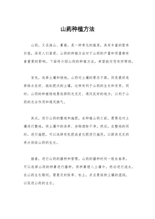 山药种植方法