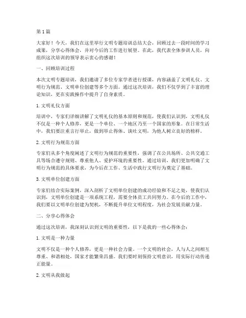文明专题培训总结发言稿(3篇)