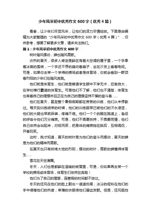 少年风采初中优秀作文600字（优秀4篇）