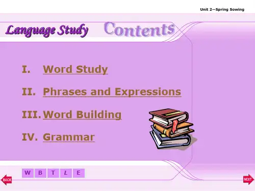 现代大学英语精读4Unit2Springsowinglanguagestudy分析解析