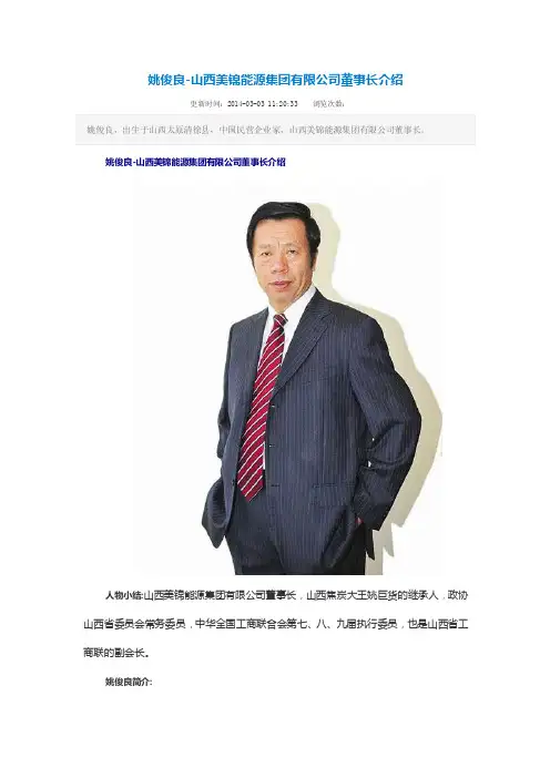 姚俊良-山西美锦能源集团有限公司董事长介绍