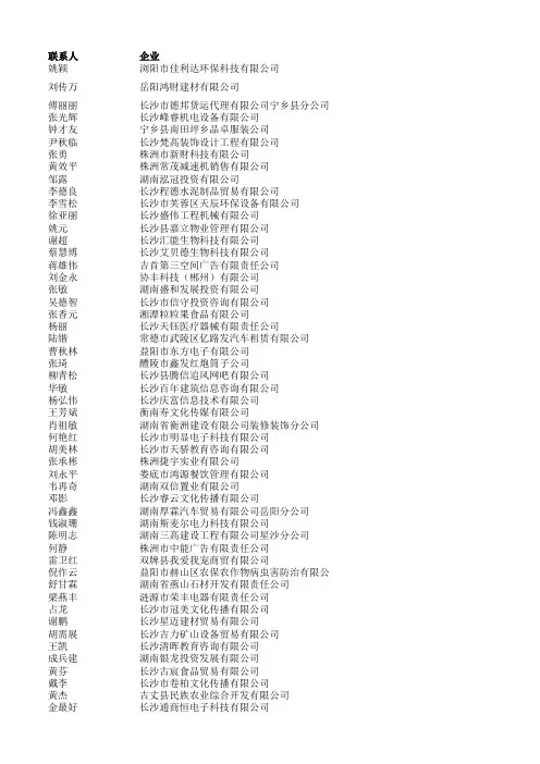 企业名录 湖南 