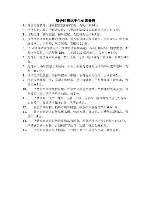 宿舍区违纪学生处罚条例