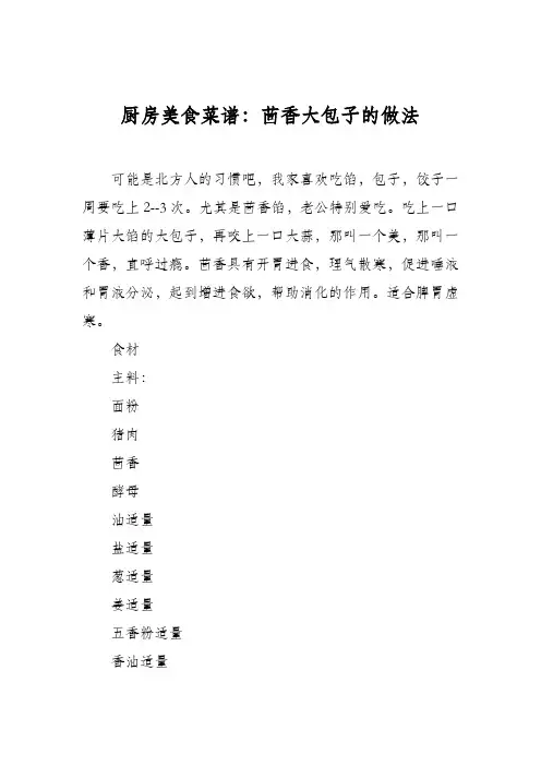 厨房美食菜谱：茴香大包子的做法