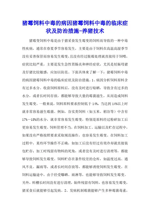 猪霉饲料中毒的病因 猪霉饲料中毒的临床症状及防治措施 - 养猪技术