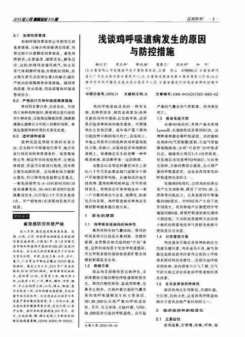 浅谈鸡呼吸道病发生的原因与防控措施