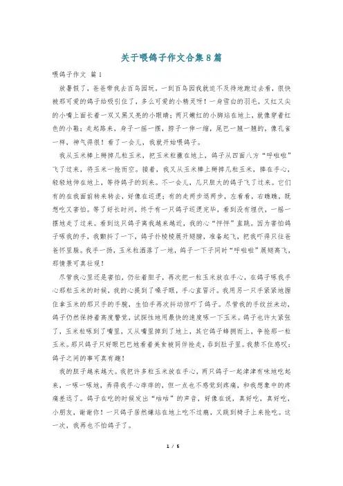 关于喂鸽子作文合集8篇