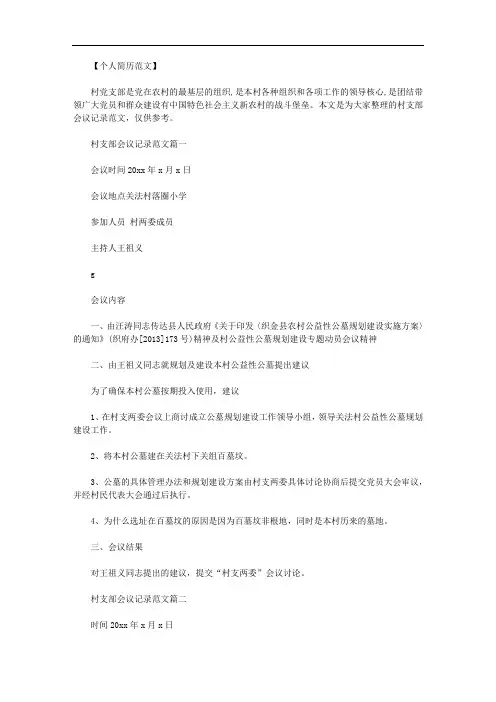 最新[治保工作会议记录范文]村支部工作会议记录范文精选.doc