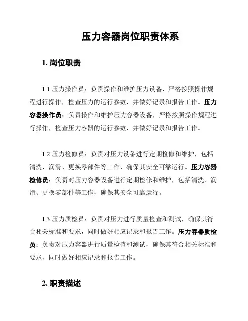 压力容器岗位职责体系