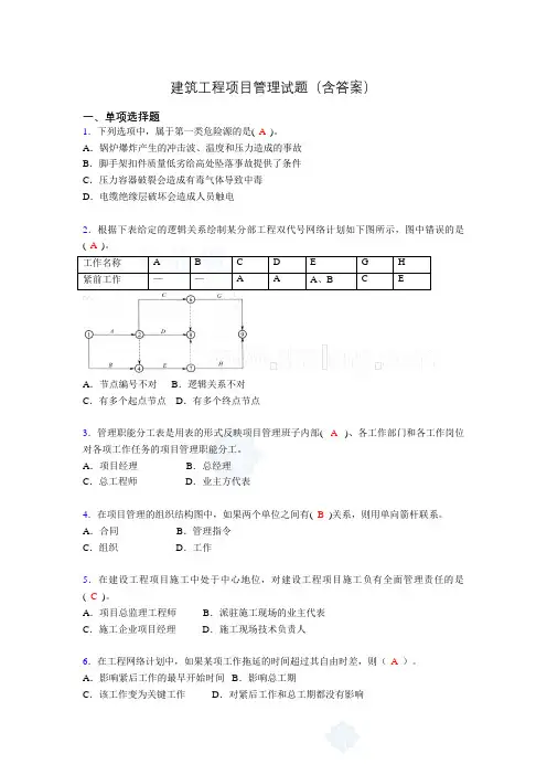 建筑工程项目管理历年真题及答案(精选)po