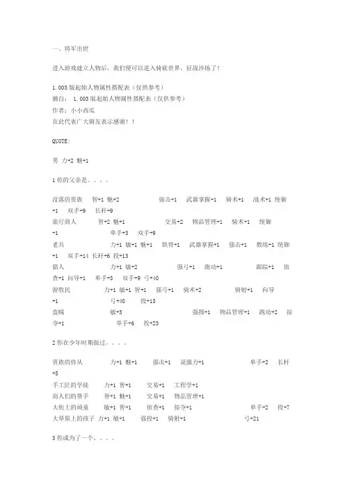 骑马与砍杀攻略一