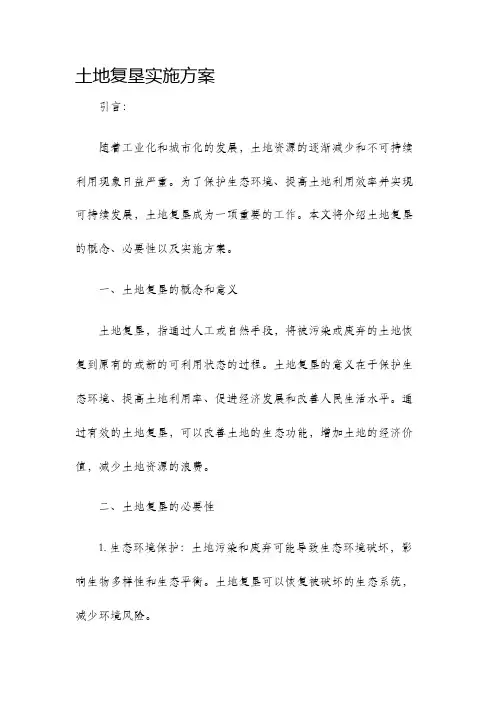 土地复垦实施方案
