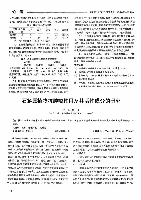 石斛属植物抗肿瘤作用及其活性成分的研究