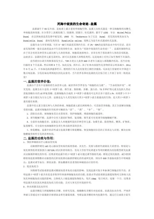 死海中绽放的生命奇迹--盐藻