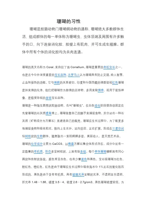 珊瑚的习性