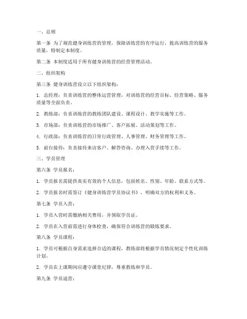 健身训练营管理制度范本