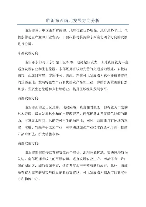 临沂东西南北发展方向分析