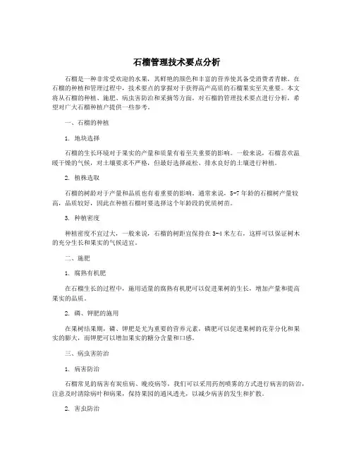 石榴管理技术要点分析