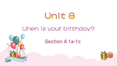 人教版英语七年级上册Unit 8 Section A 课件