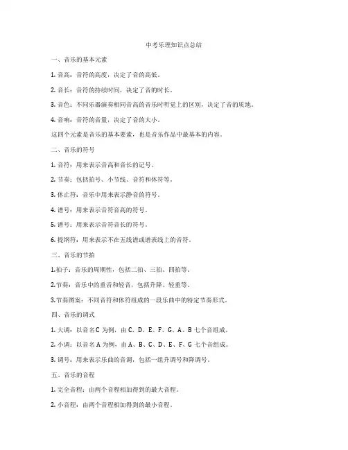 中考乐理知识点总结