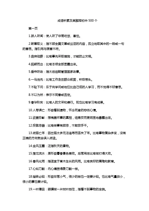 成语积累及其解释初中500个