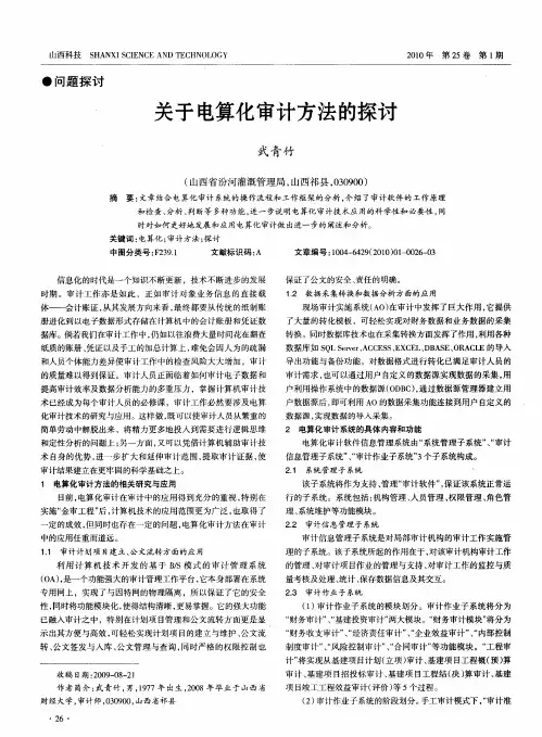 关于电算化审计方法的探讨