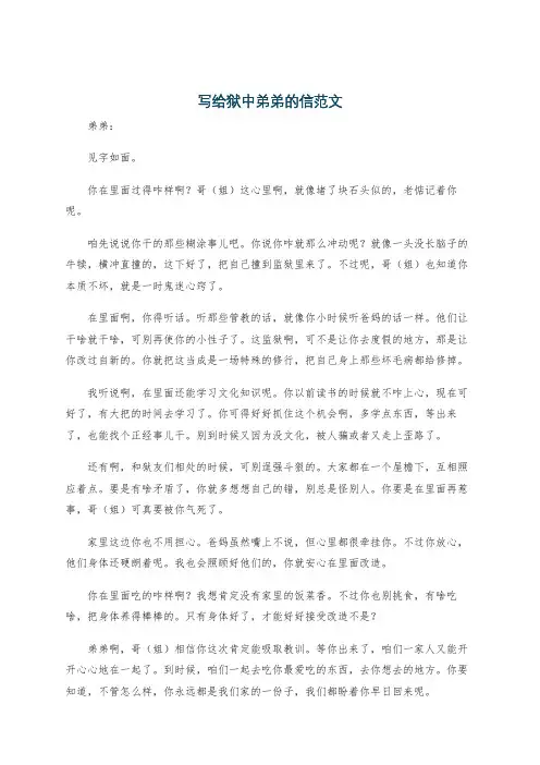 写给狱中弟弟的信范文