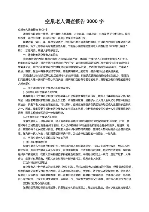 空巢老人调查报告3000字（精选5篇）
