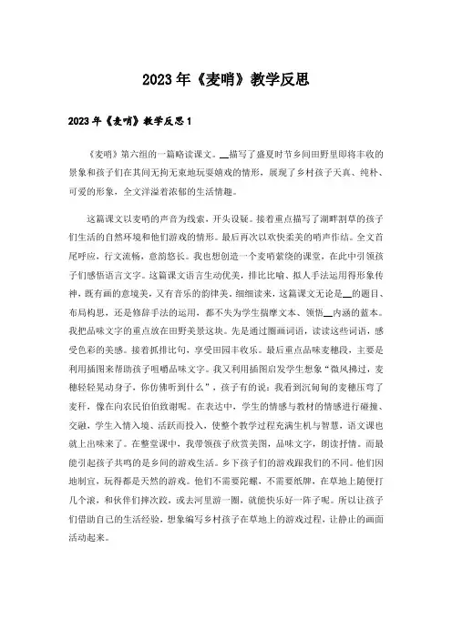2023年《麦哨》教学反思_4