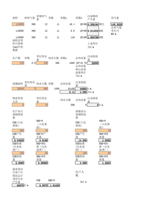 环评报告常用计算