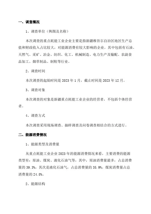 新疆重点耗能工业企业2024年能源消费情况调查表