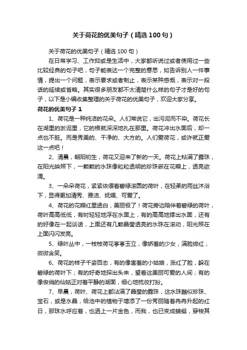 关于荷花的优美句子（精选100句）