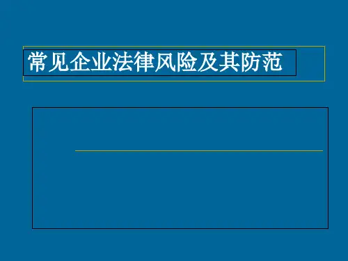企业常见的法律风险和防范-PPT