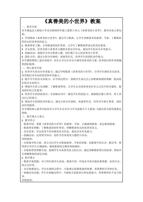 《真善美的小世界》教案
