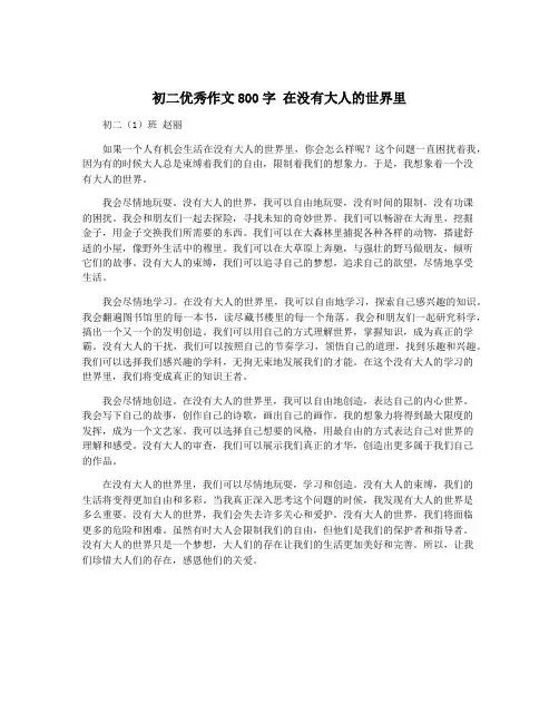 初二优秀作文800字 在没有大人的世界里