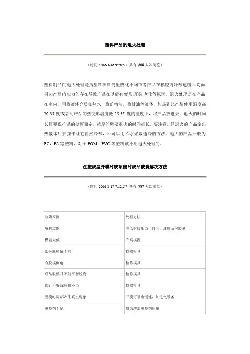 塑料产品的退火处理