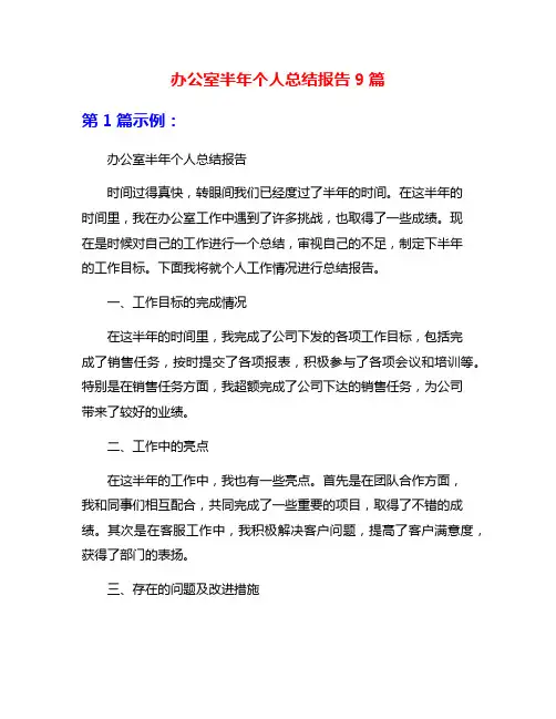 办公室半年个人总结报告9篇